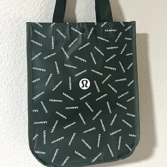 Lululemon Reusable Shopping Tote Lunch Bag Black Logo 11"x9"x4" - Picture 1 of 2